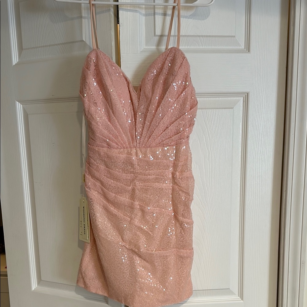 Pink Sequin Mini Dress